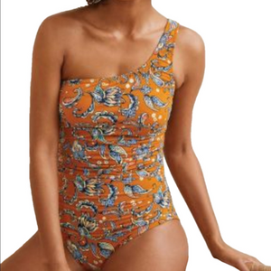 Garnet Hill Signature Asymmetrical One-Piece Swimsuit New